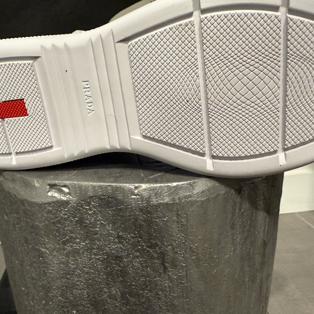 Prada Men’s Patent Blue and White Sneakers - Picture 2 of 3